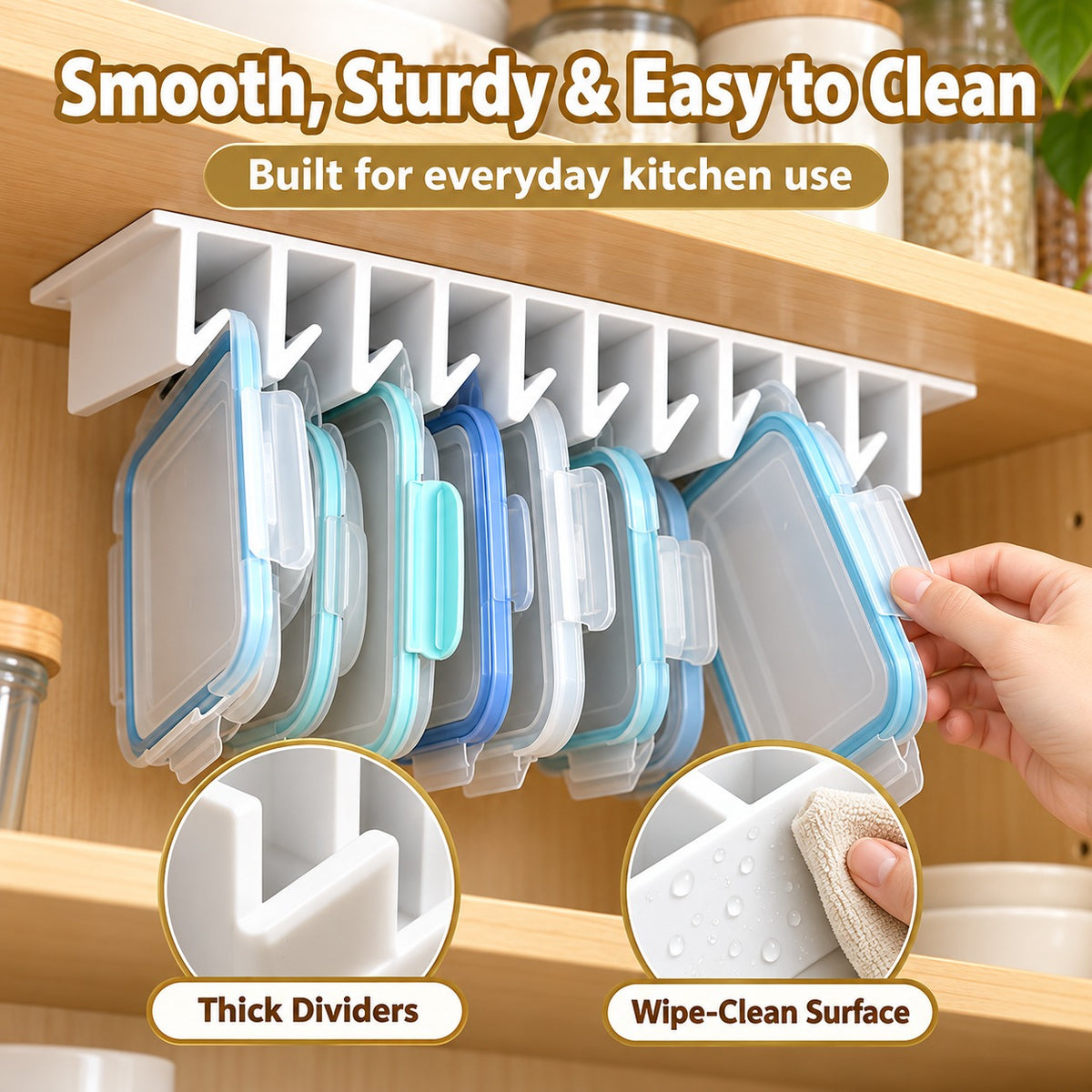 ✨ Under-Shelf Lid Organizer – Save Cabinet Space & Keep Kitchen Lids Neatly Organized 🏡