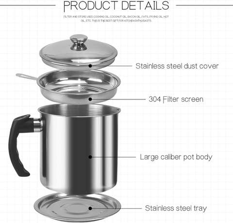 🍳Premium Stainless Steel Oil Strainer & Container Pot | Eco-Kitchen🔄