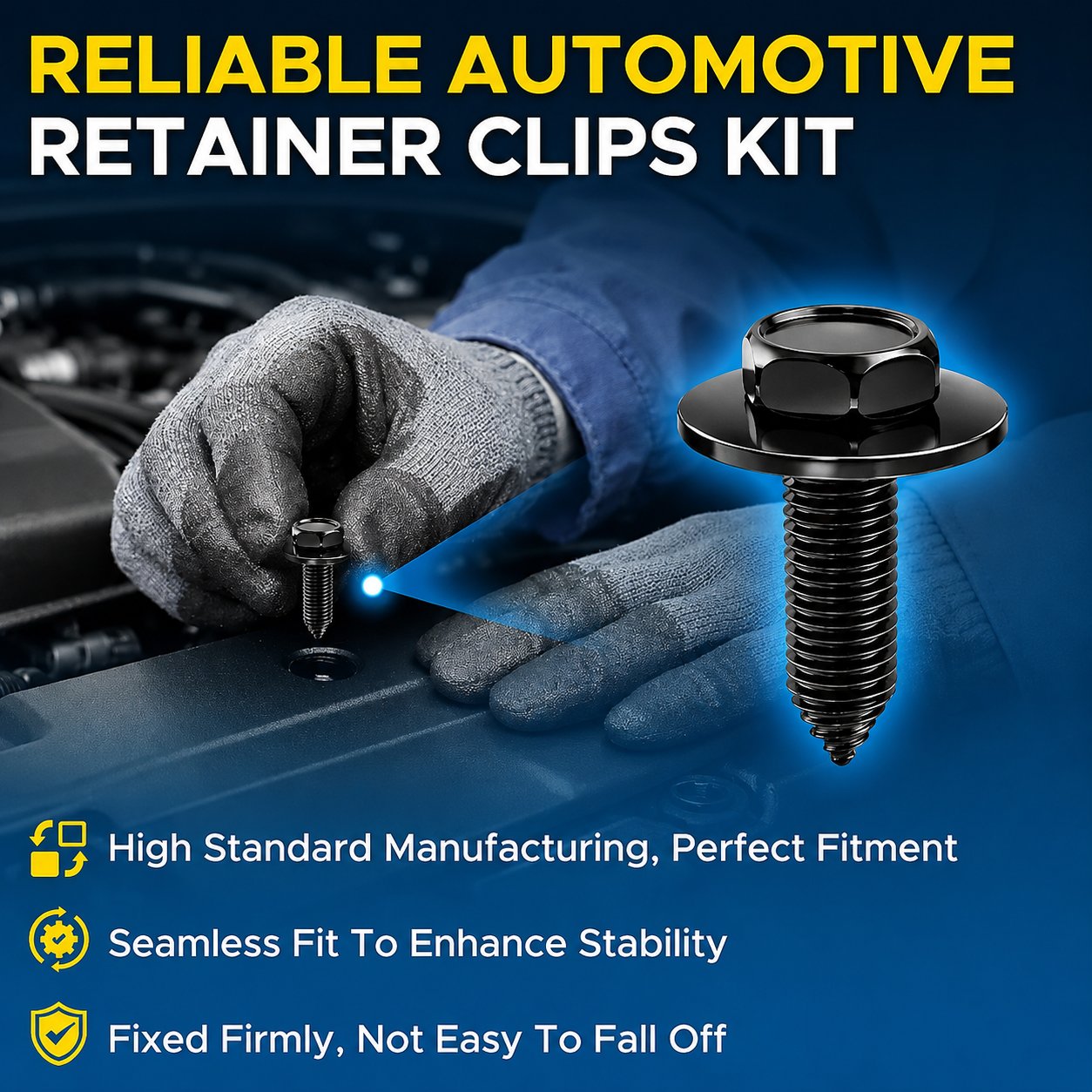 🛠️🚀50pcs 1/4" Hex Bumper Bolts & U-Nut Clips Fastener Kit - Anti-Rust✨