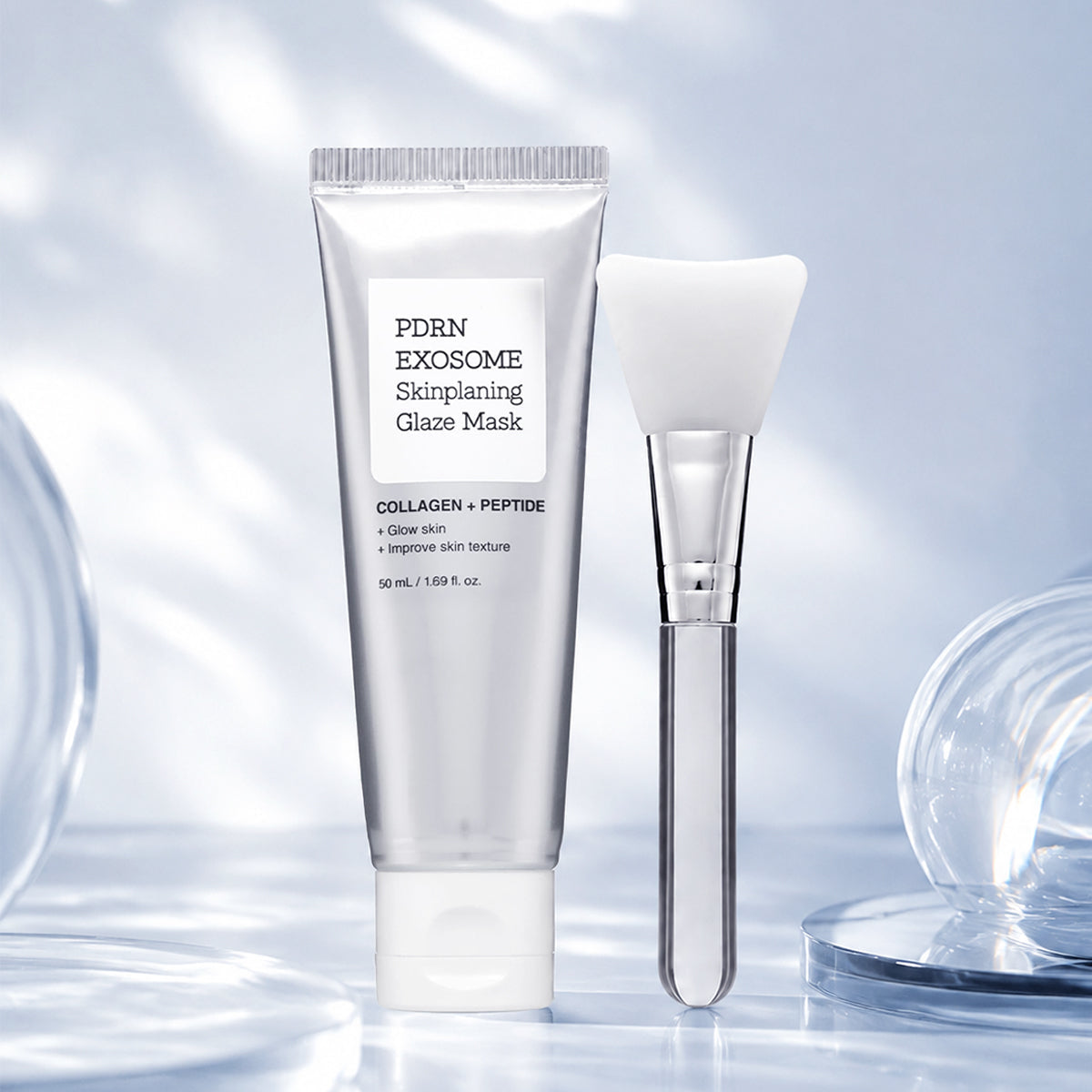 🔥 Instant Glass Skin! PDRN Exosome Peel-Off Glaze Mask with Silicone Brush 💎