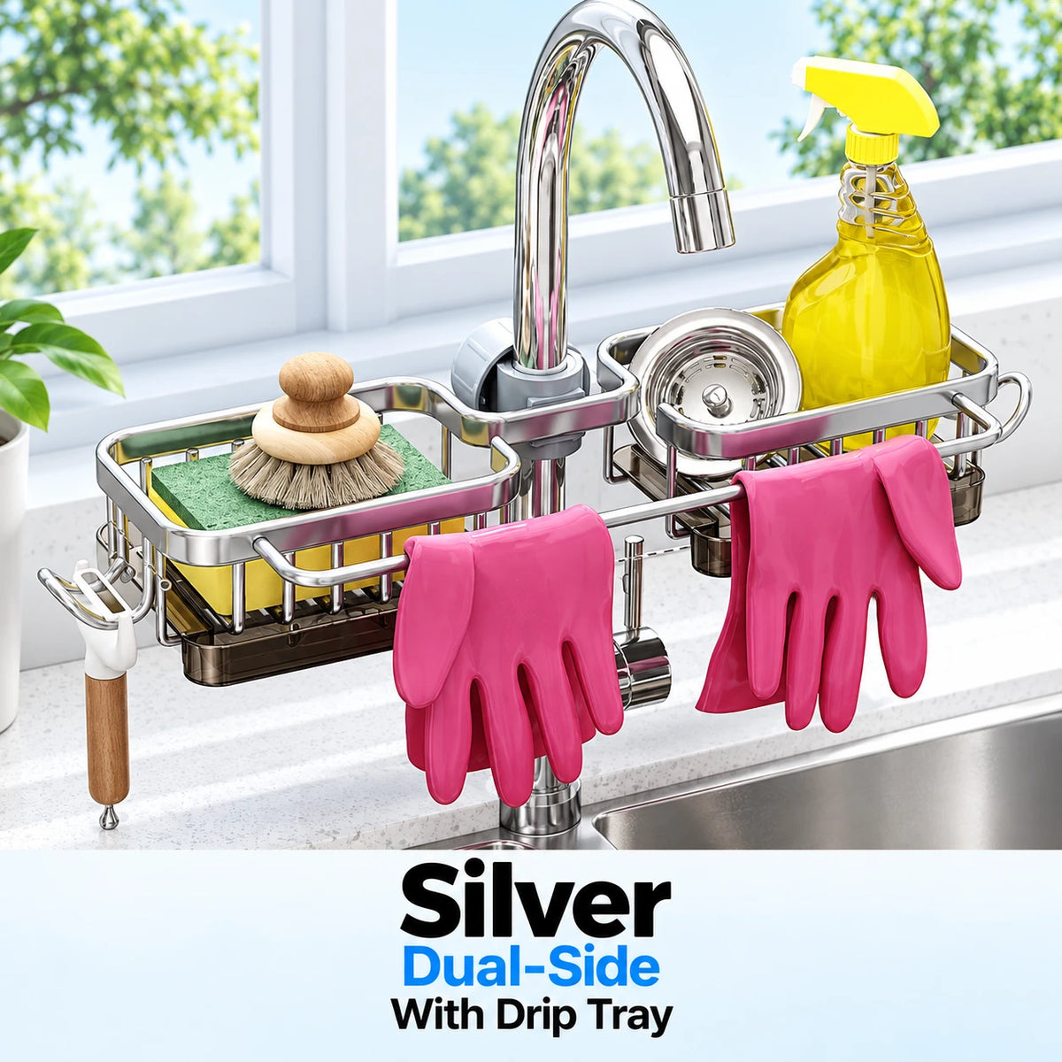 Faucet-Mounted Sink Caddy 🧺 Clutter-Free Sink Organizer