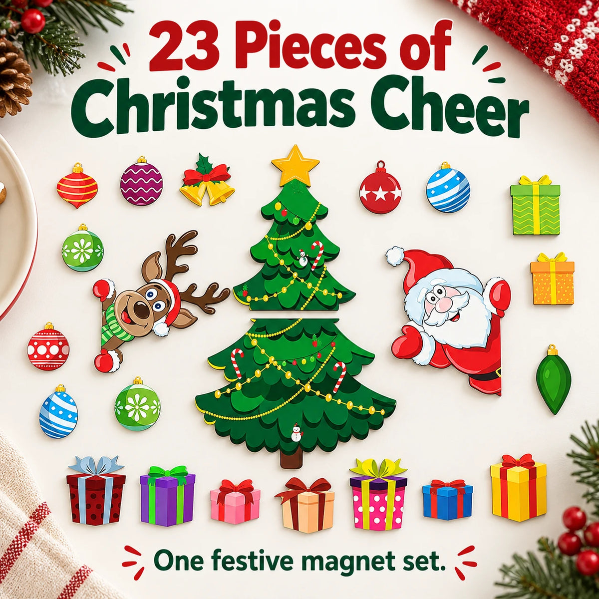 π Christmas Fridge Magnets β 23-Piece Holiday Makeover