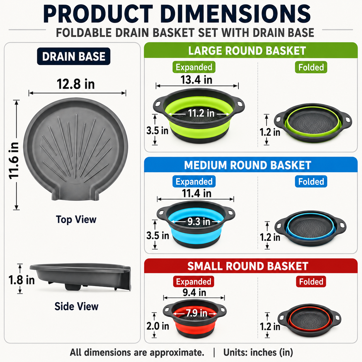 🌊Foldable Drain Basket Set - with Drain Base