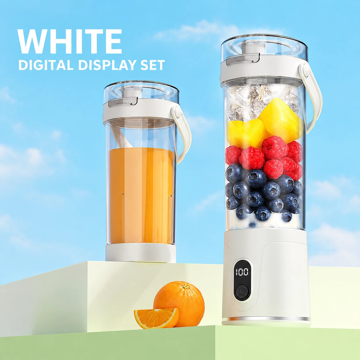 Portable Blender Cup with Carry Handle for Smoothies and Shakes