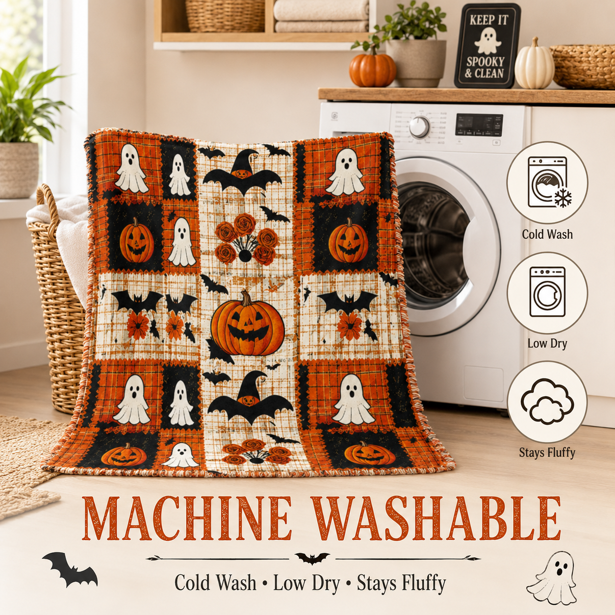 Spooky Cozy Halloween Throw Blanket👻