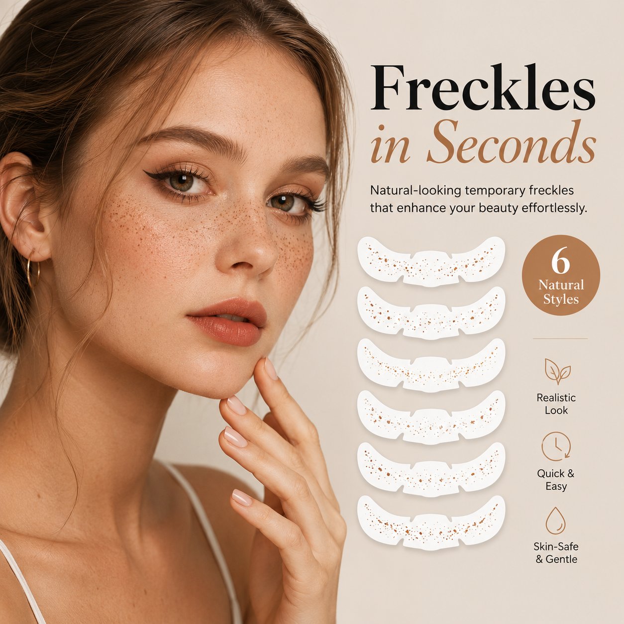 ✨ 6 Pcs Temporary Freckle Face Tattoos – Buy 2 Get 1 Free