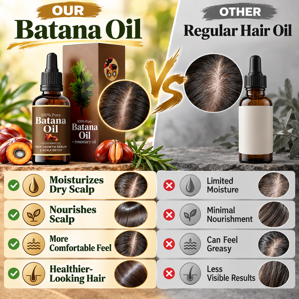 🌿 Batana & Rosemary Hair Oil Serum – Nourish Your Scalp & Revive Your Shine