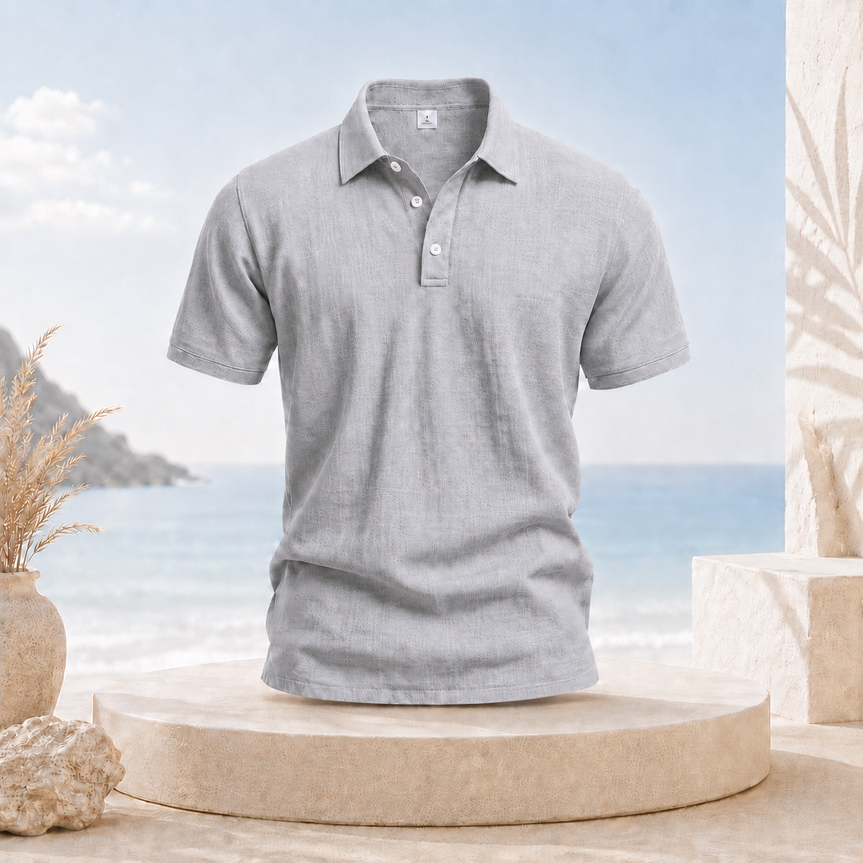 Men's Breathable Cotton Linen Resort Polo & Pants 2-Piece Set