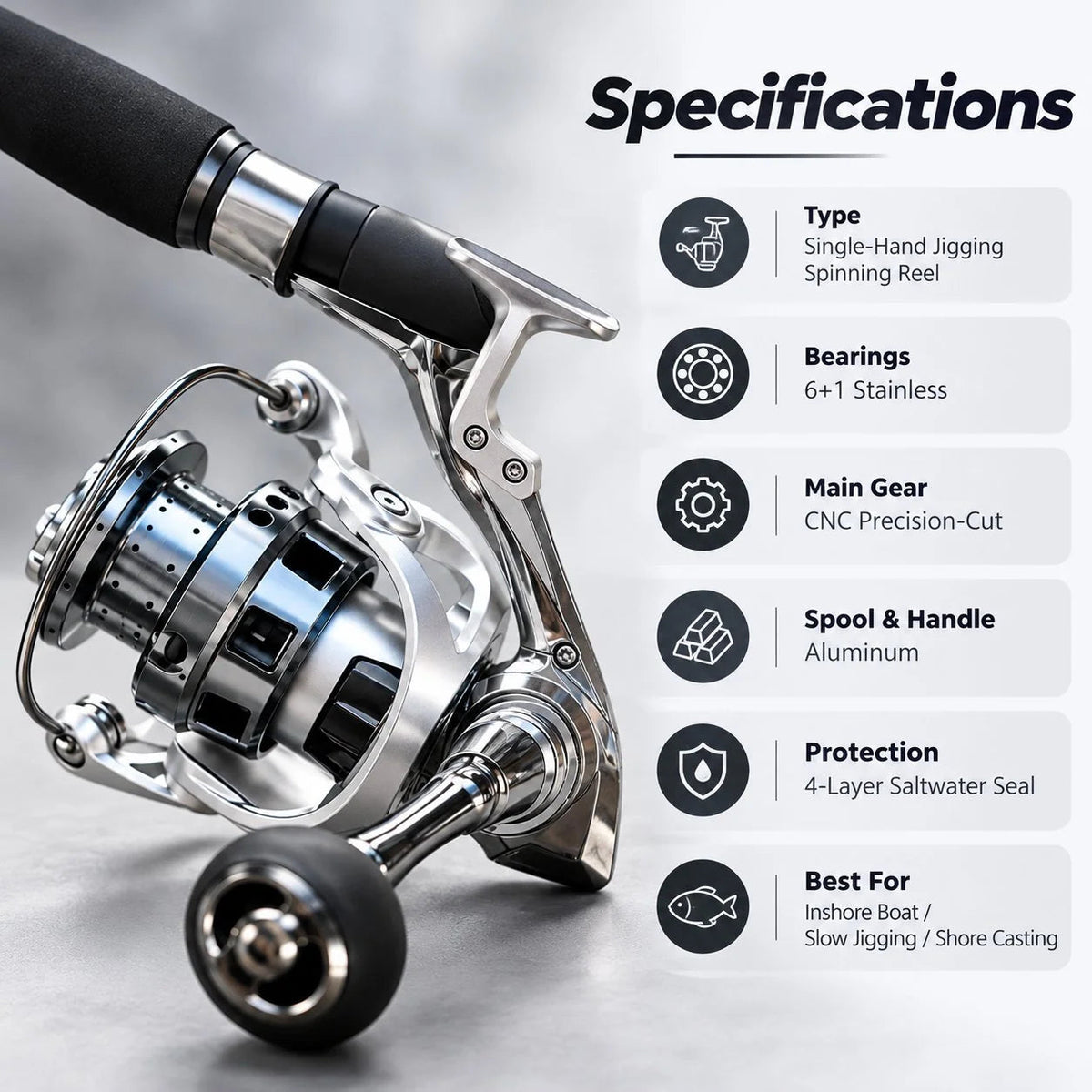 🎣 Single-Hand Jigging Reel with Precision Thumb Control