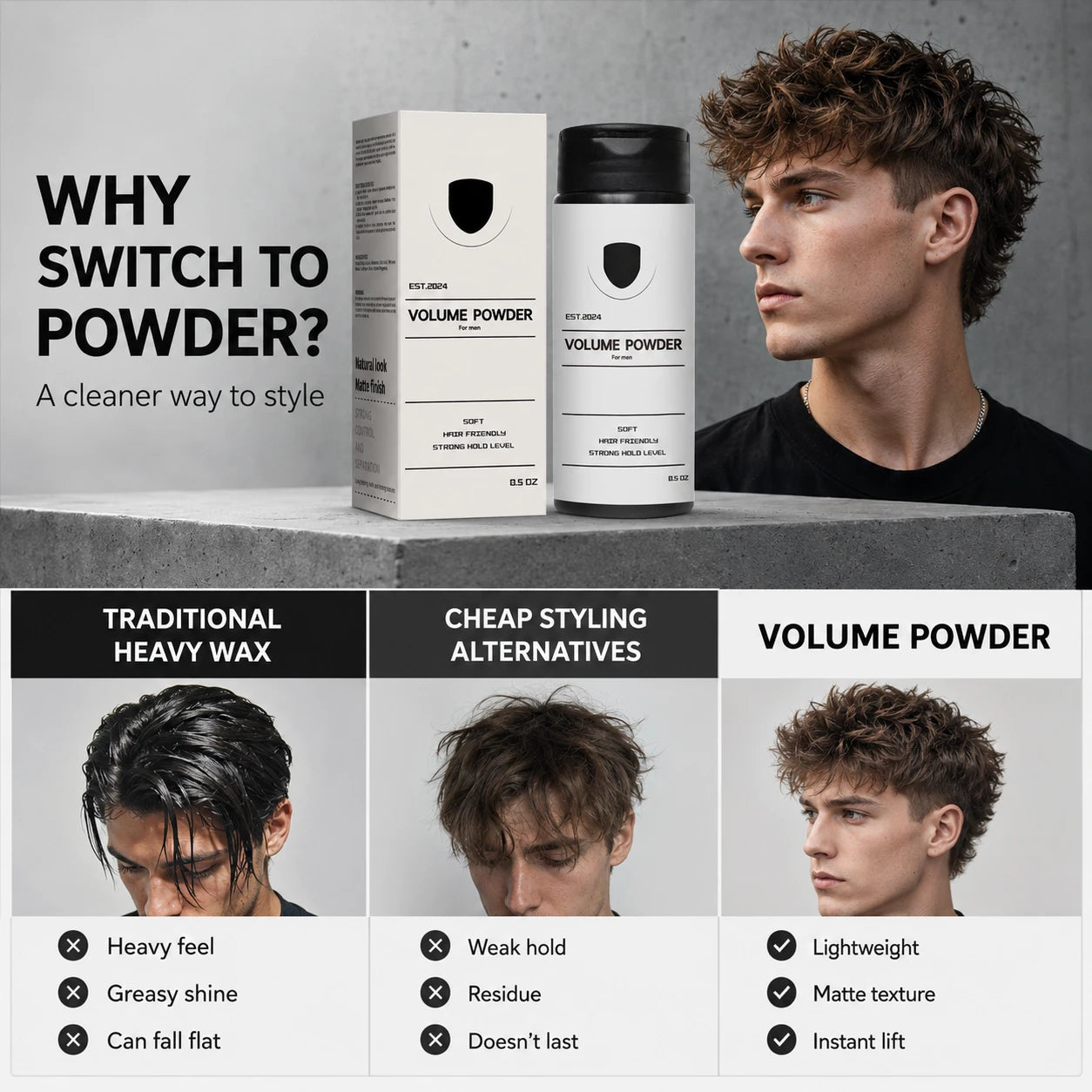 Hair Volumizing Styling Powder | Instant Root Lift & Matte Texture