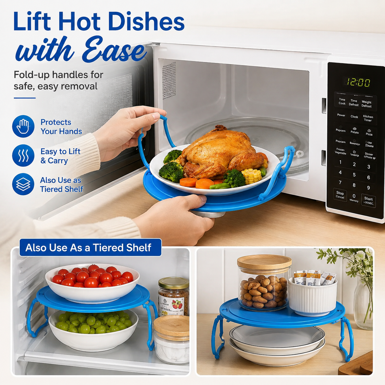 Foldable Microwave Plate Rack & Splatter Cover