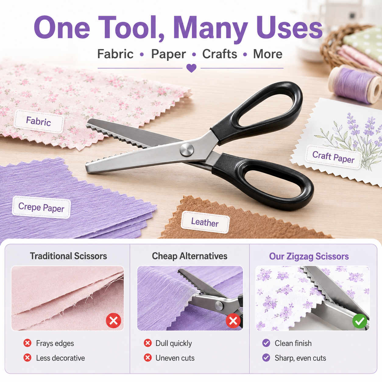 ✂️Stainless Steel Zigzag Pinking Shears for Fabric Crafts