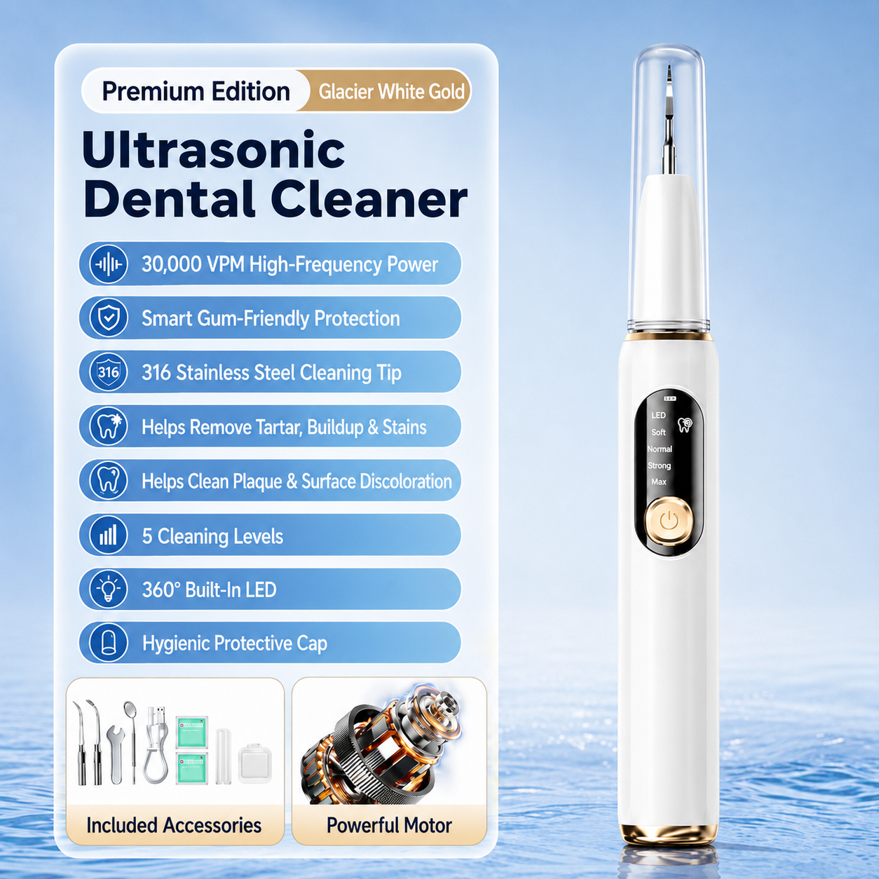 High-Frequency Dental Cleaner with LED & 5 Levels