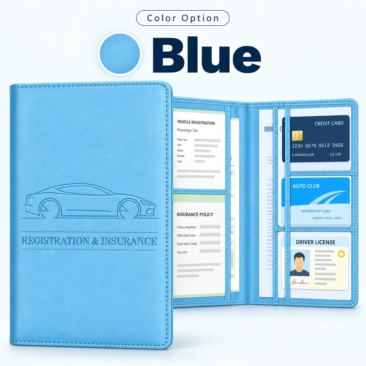 PU Leather Car Document Holder for Glove Box Storage