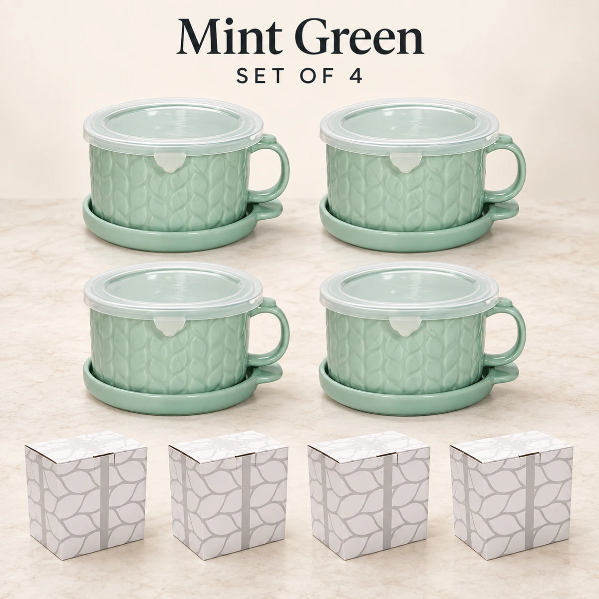 Christmas Gingerbread Mug Gift Set with Lid & Saucer