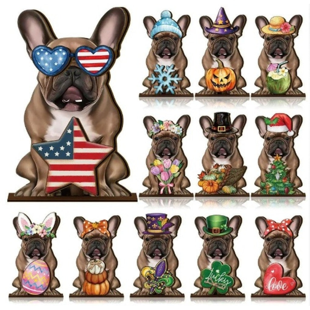 ๐พ Interchangeable Wooden Cat Seasonal Desk Sign (27-Pcs Set)