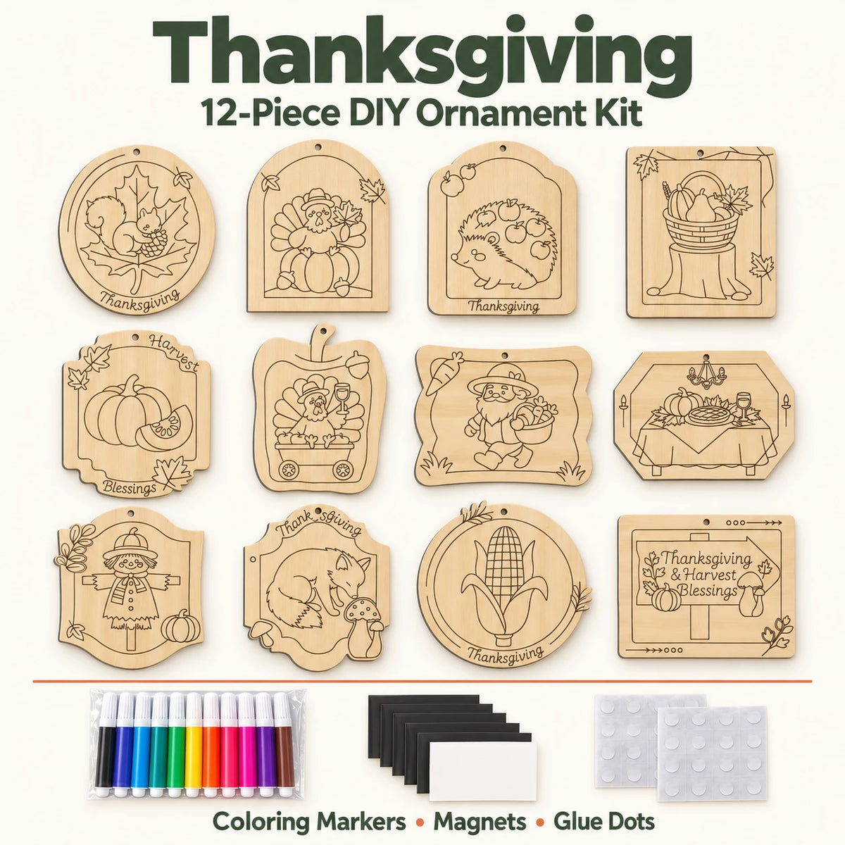 π¨ Color Your Own Holiday Ornament Kit β 12 Markers Included