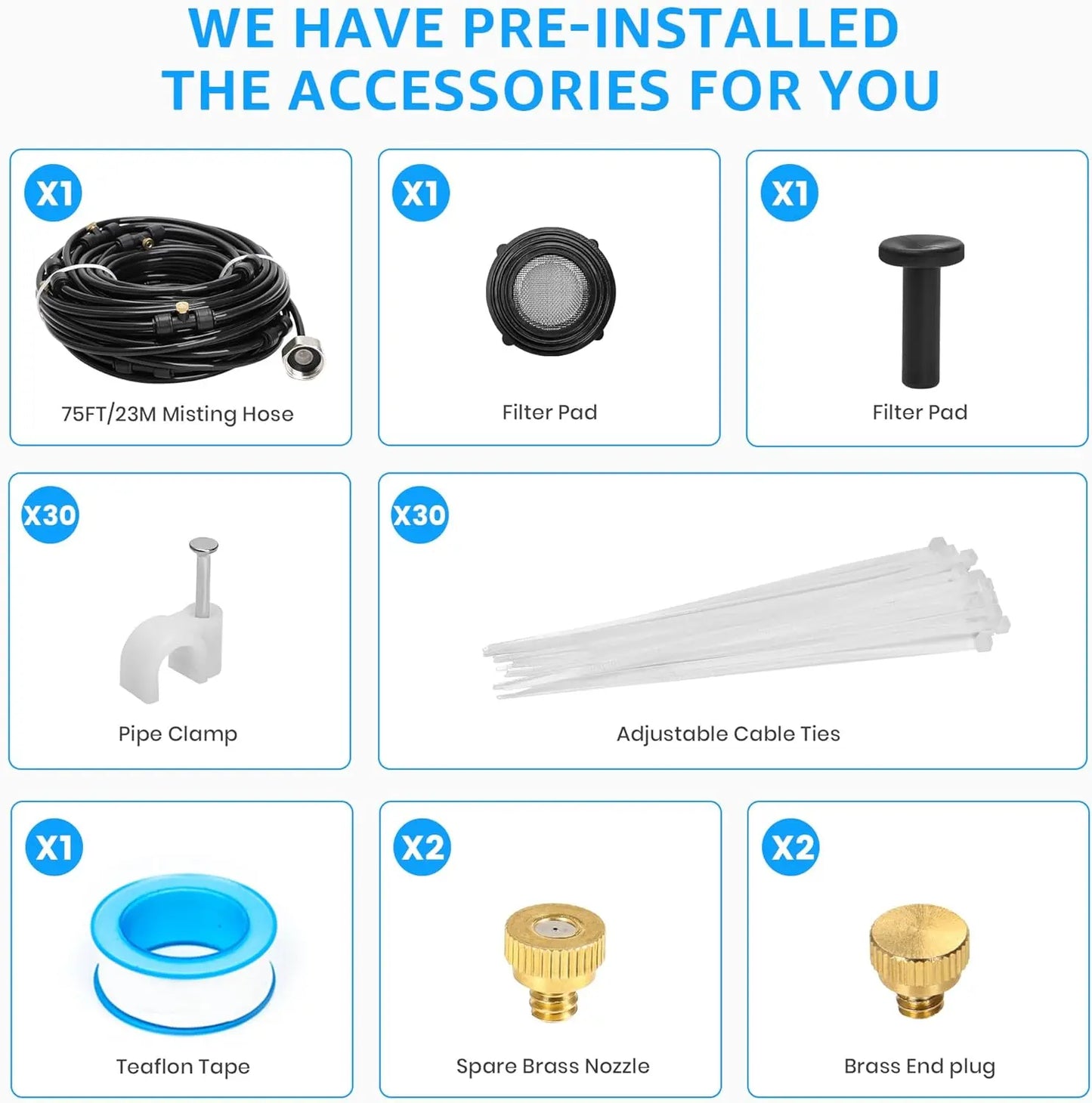 75 FT Outdoor Misting Cooling System Set