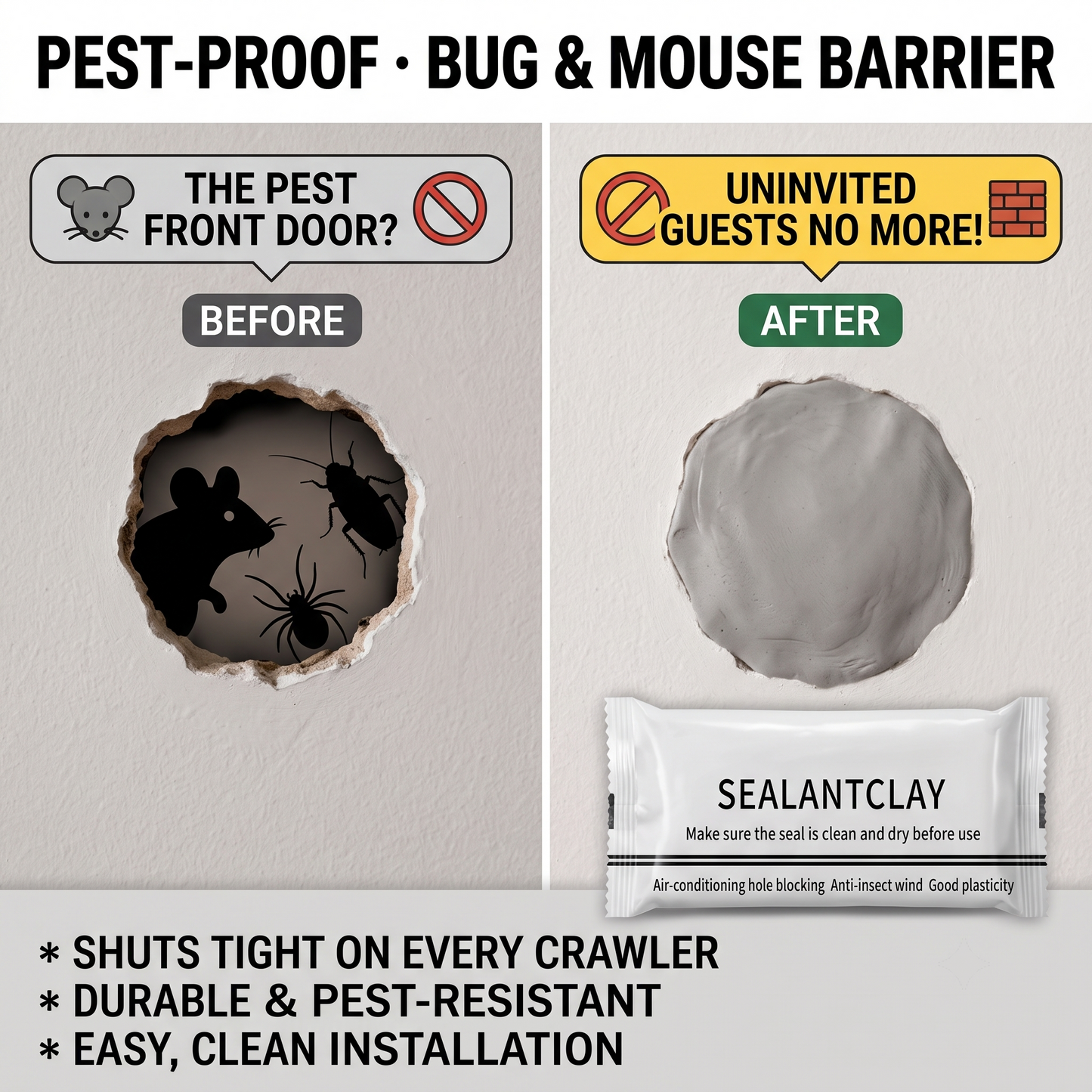 🛡️Multipurpose Wall Hole Sealant Clay - Waterproof & Pest-Proof Putty