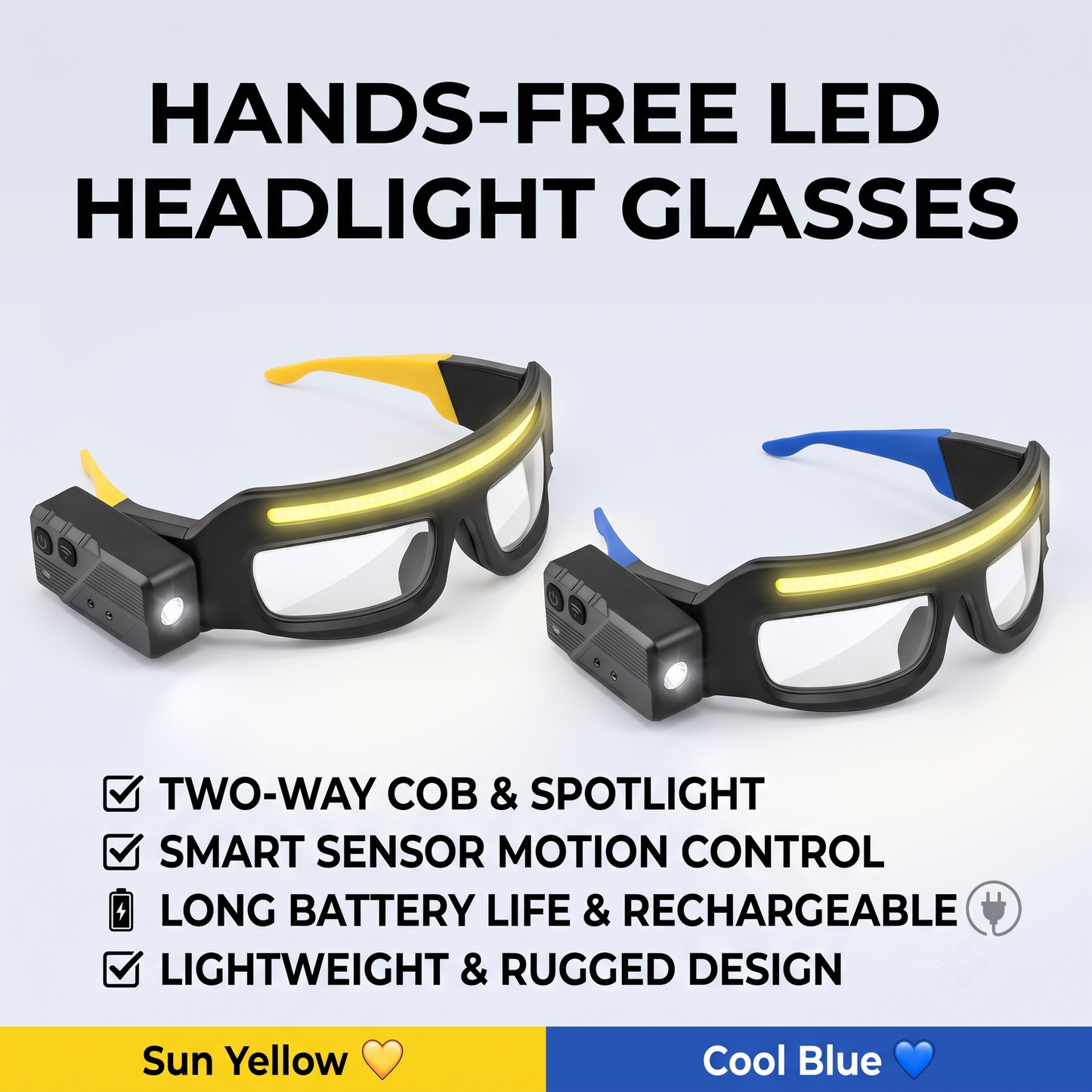 ⚡Hands-Free LED Glasses Light — 800 Lumens🔦