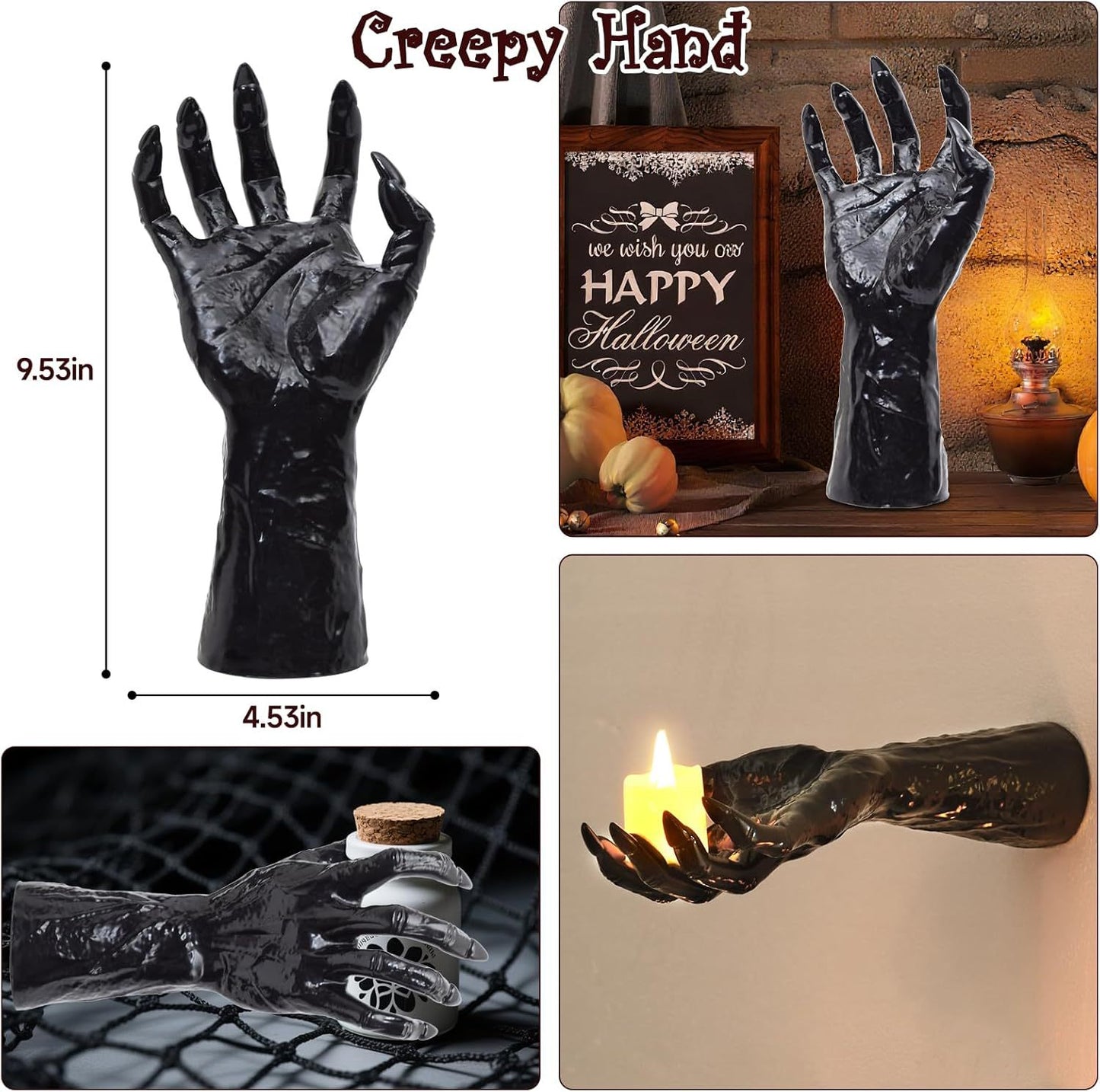 😱Realistic Ghost Hand LED Candle Holder Set | Gothic Wall Decor👻