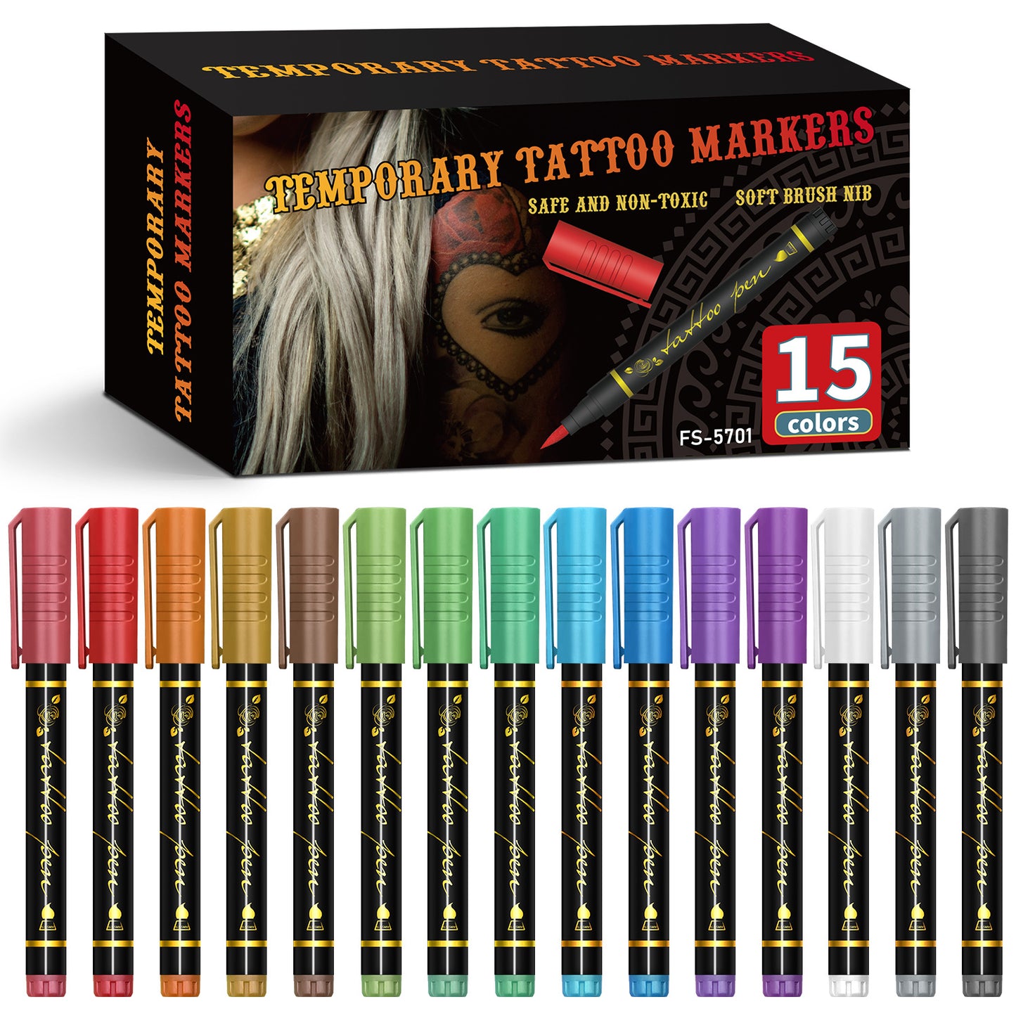 🎨Temporary Tattoo Markers & Face Paint Kit (Skin-Safe) | BrandName✨