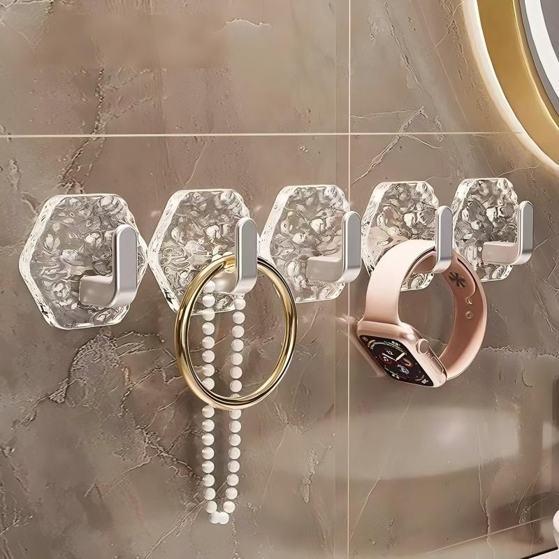 10-Pack Clear Acrylic Adhesive Wall Hooks | No Drill Storage Hooks