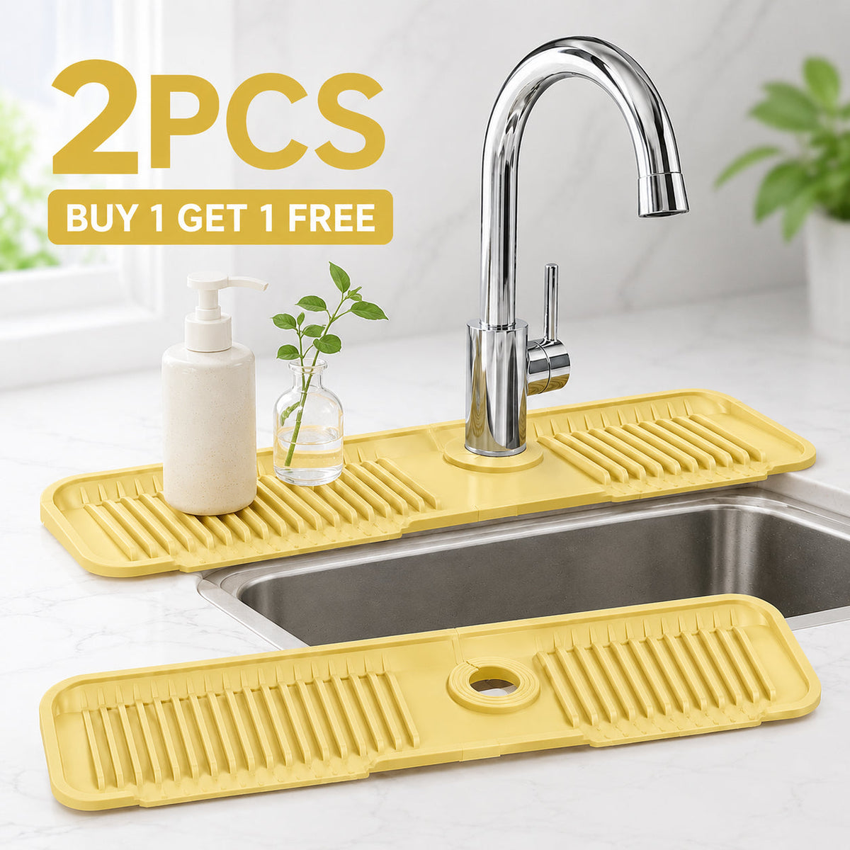 π₯ BUY 1 GET 1 FREE Keep Your Countertops Dry & Clean! β Anti-Slip Silicone Faucet Splash Catcher π§½π¦