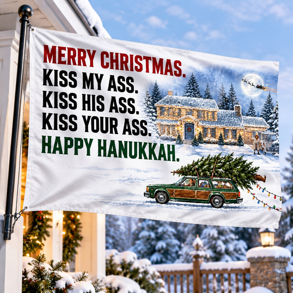 🎄Fun Christmas Flag – 3x5 ft Retro Holiday Humor Decoration