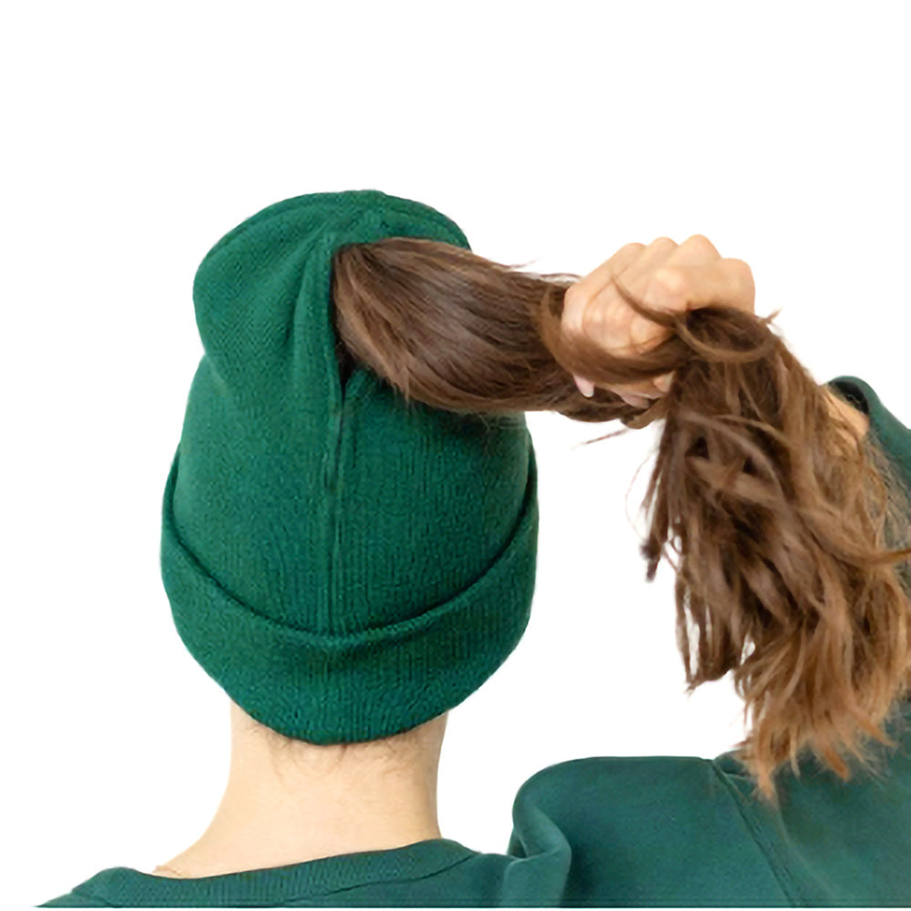 🧶 Magnetic Ponytail Beanie – Cozy Knit Hat with Ear-Covering Cuff