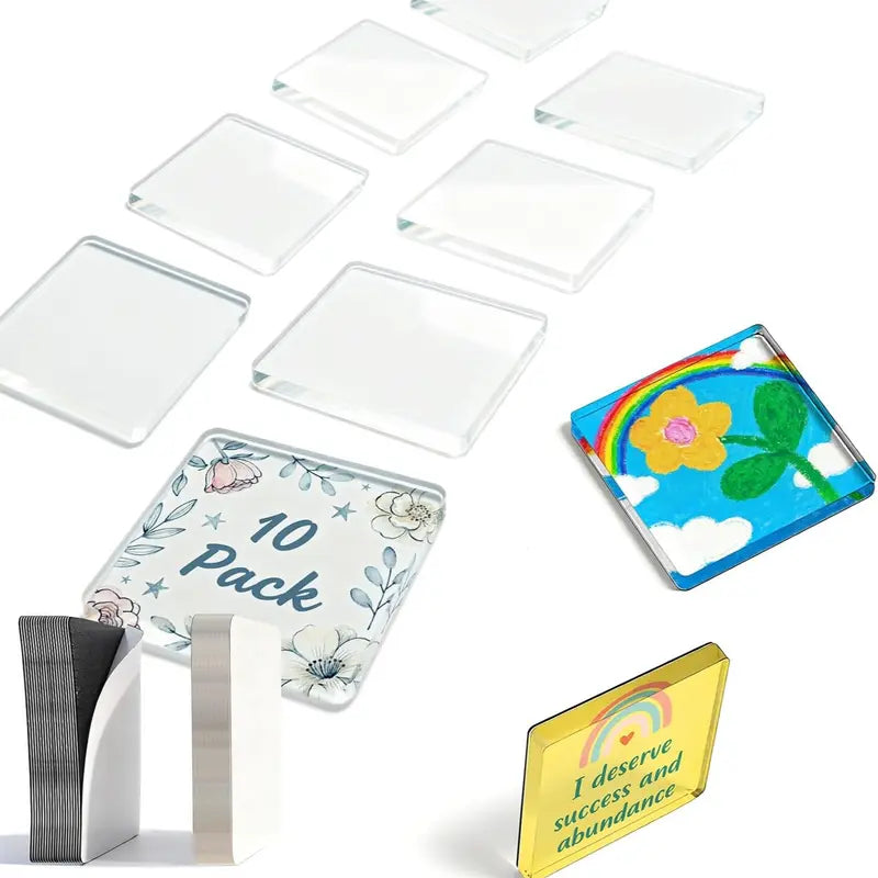 🧲📸 10-Pcs Magnetic Clear Acrylic Photo Frames DIY Fridge Magnets