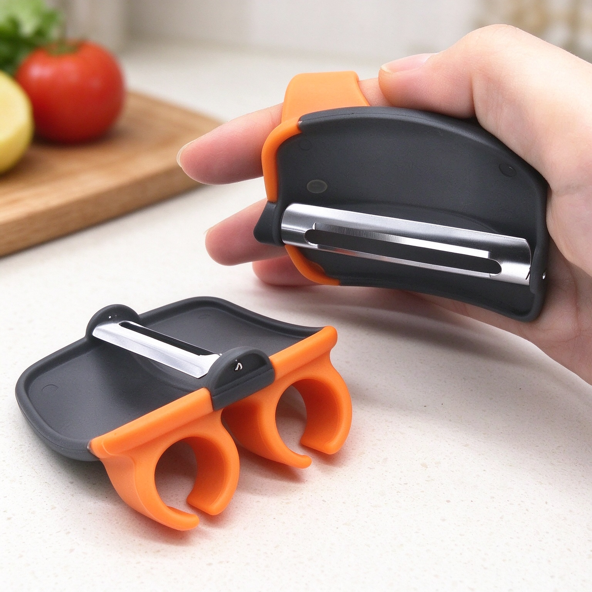 🥔2-Piece Handheld Vegetable Peeler Set – Features Rubber Finger Grips for Comfortable Handling