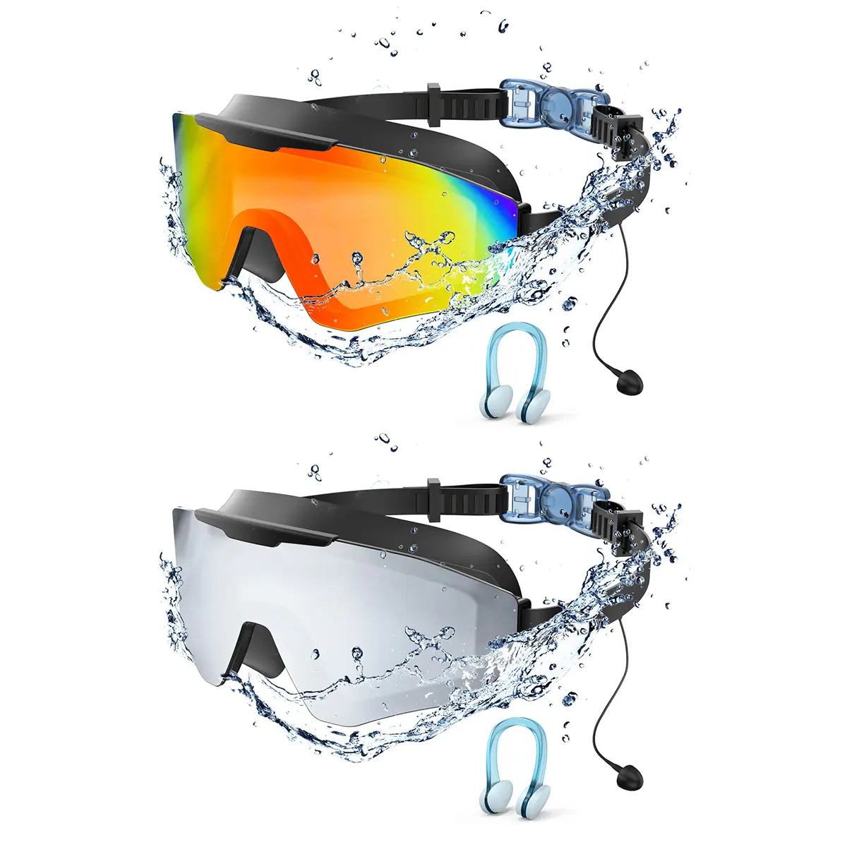 Wide View Swim Goggles with Earplugs (2-Pack) 🏊♂️💦