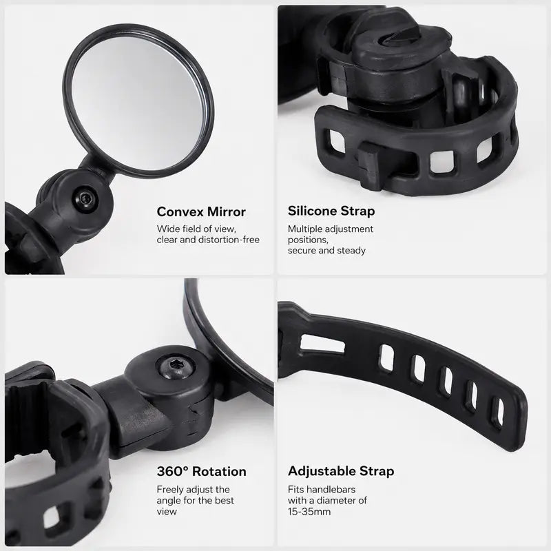 Multi-Angle Adjustable Bicycle Handlebar Convex Rearview Mirror(2Pcs)