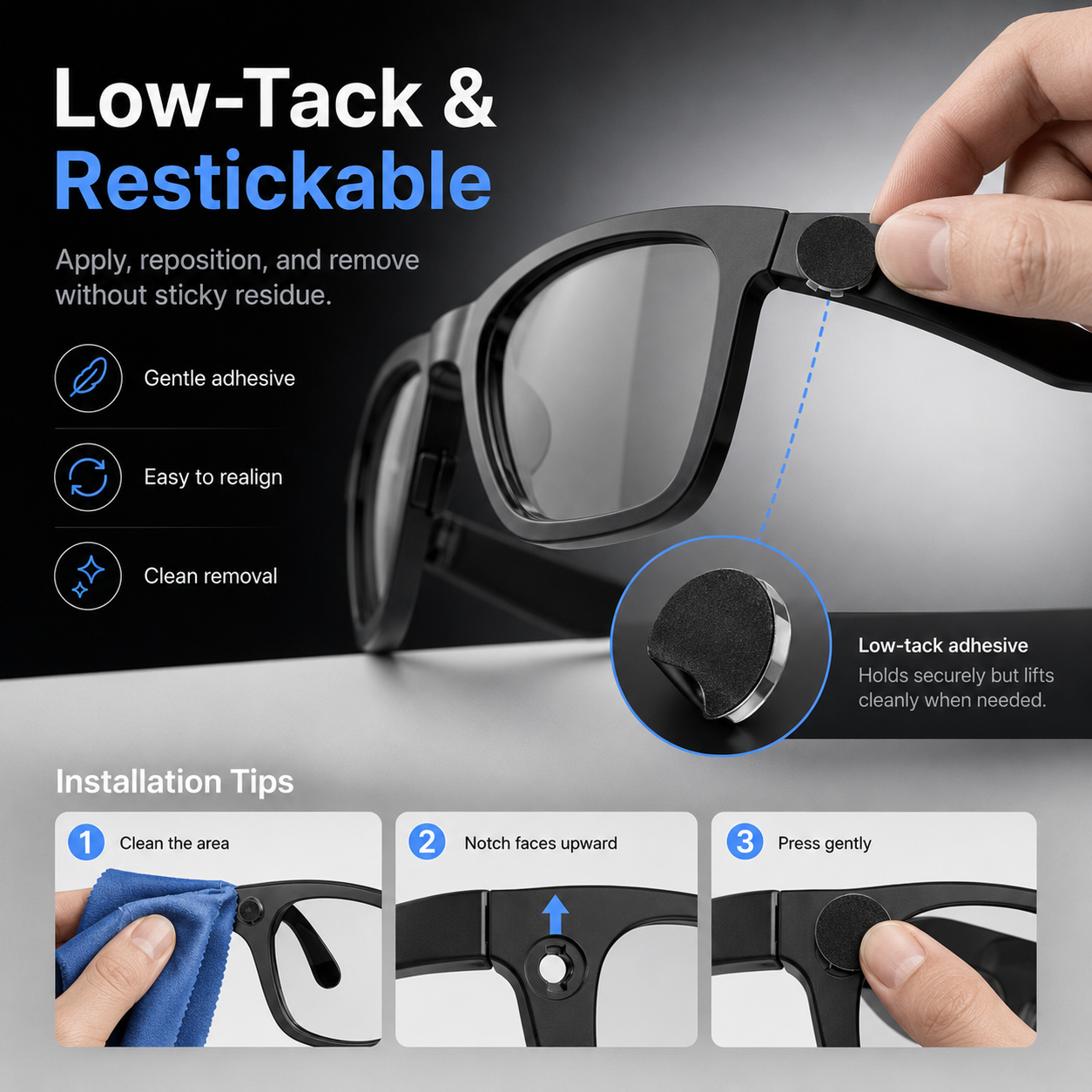 LED Light Blocking Stickers for Smart Glasses – Discreet Privacy Cover