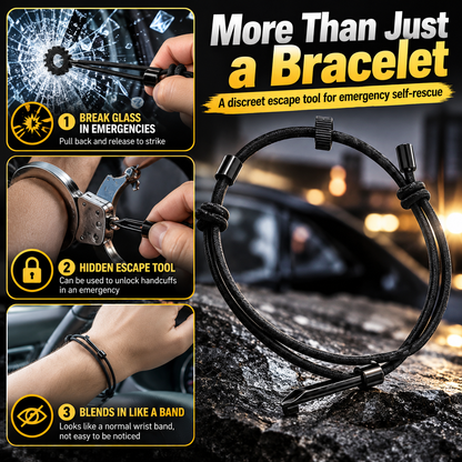 🎁 BUY 1 GET 1 FREE | Emergency Escape Bracelet – Discreet Glass Breaker & Hidden Self-Rescue Tool