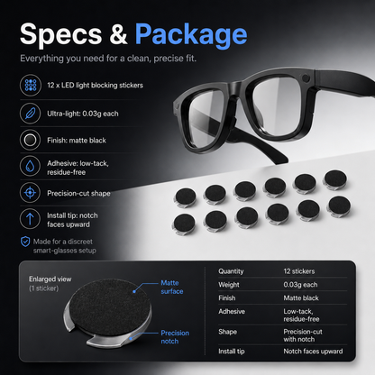 LED Light Blocking Stickers for Smart Glasses – Discreet Privacy Cover