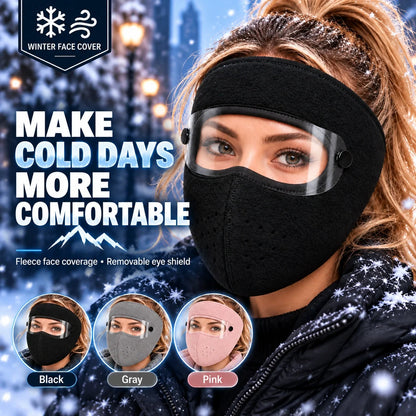 Winter Thermal Fleece Face Mask 2 Pack – Windproof Full Face Cover with Detachable Goggles