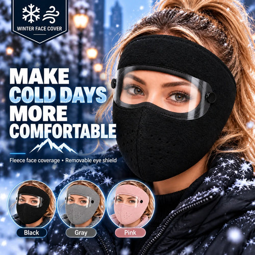 Winter Thermal Fleece Face Mask 2 Pack – Windproof Full Face Cover with Detachable Goggles