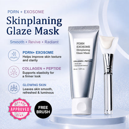 🔥 Instant Glass Skin! PDRN Exosome Peel-Off Glaze Mask with Silicone Brush 💎