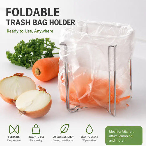 🗑️ Foldable 304 Stainless Steel Countertop Trash Bag Holder