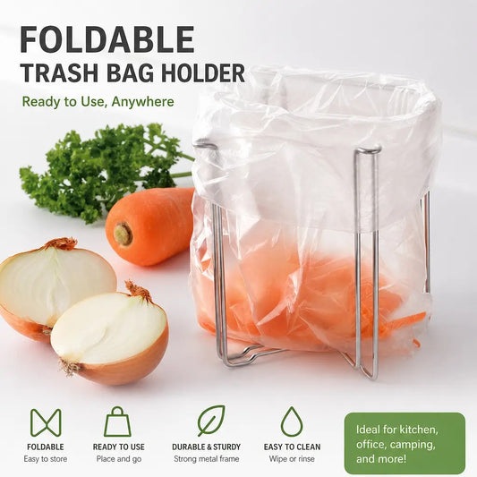 🗑️ Foldable 304 Stainless Steel Countertop Trash Bag Holder