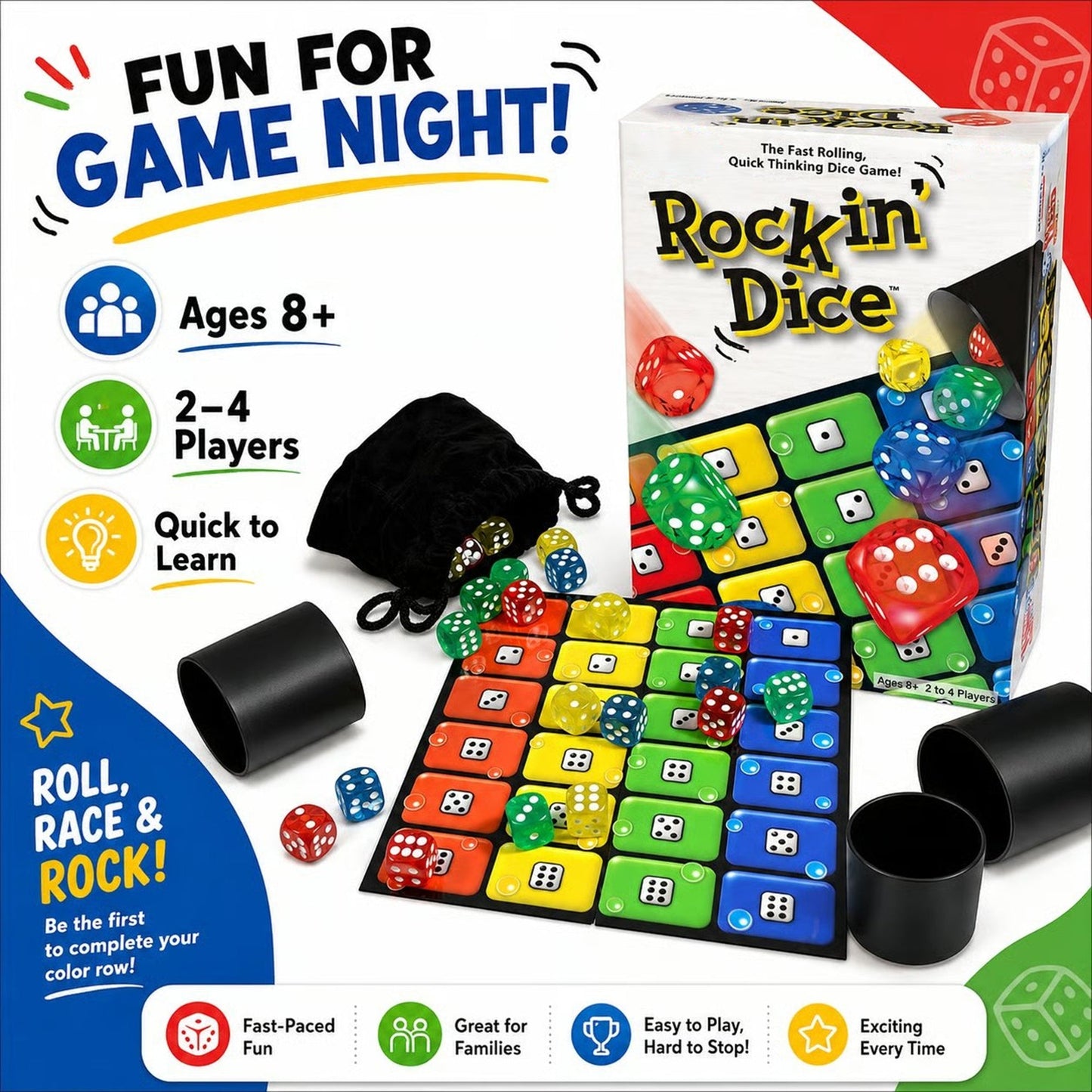 🎲 Fast-Paced Fun for the Whole Family! Rockin' Dice Board Game for Kids & Adults 🎉✨