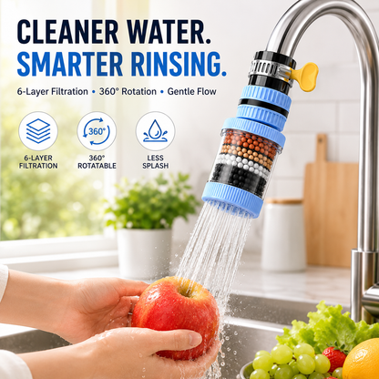 360° Rotating Faucet Water Filter (10 Extra Filters Included) – Anti-Splash Tap Purifier