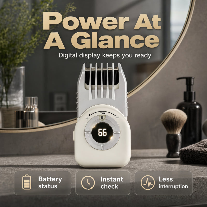 💈 Power at a Glance, Zero Interruptions! Men's Cordless Electric Hair & Beard Trimmer with LED Display 🔋✨