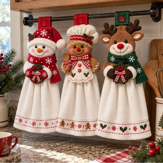 🎄🎅 Cute Christmas Hanging Hand Towels – Adorable, Absorbent & Festive Holiday Decor ✨