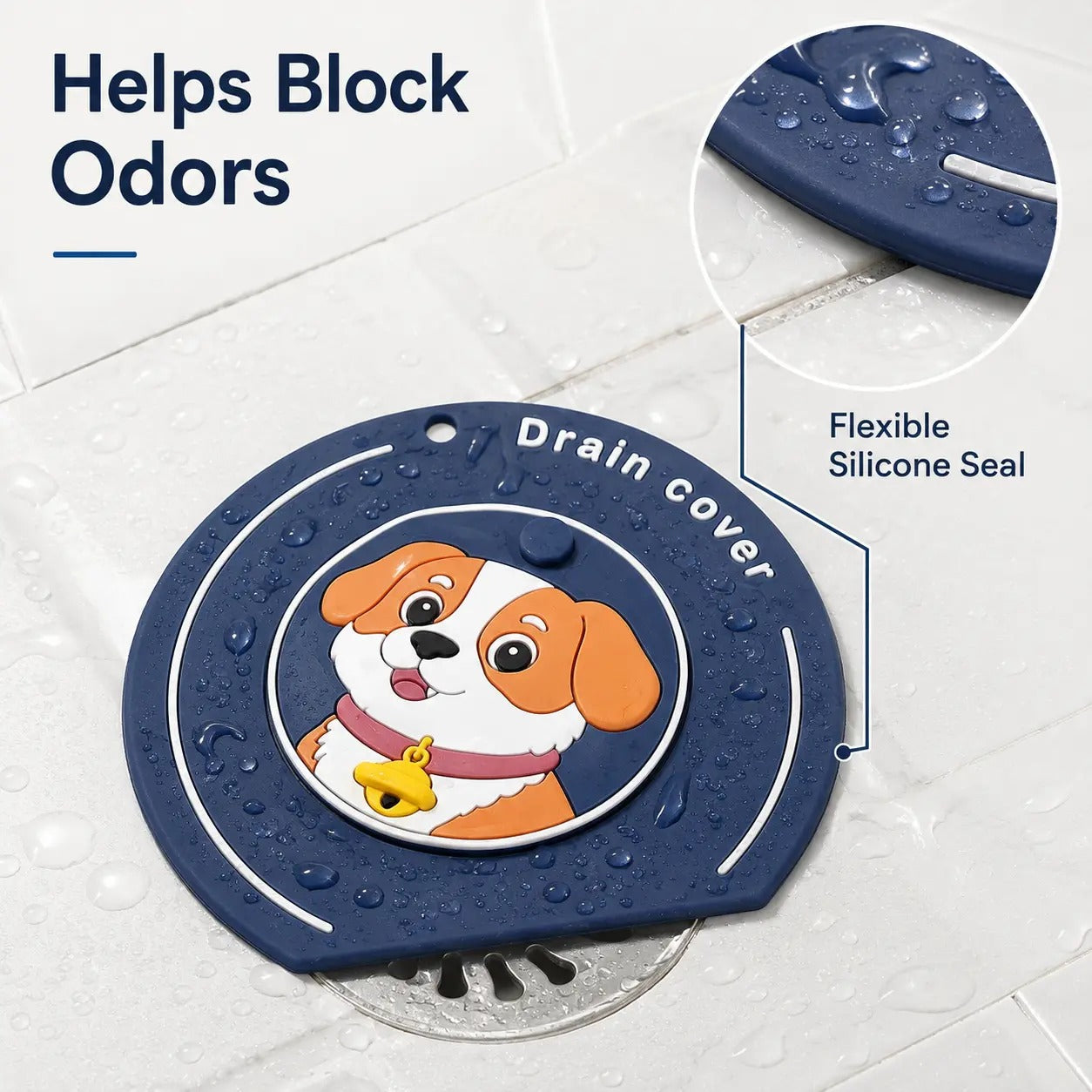 Silicone drain cover helps block odors