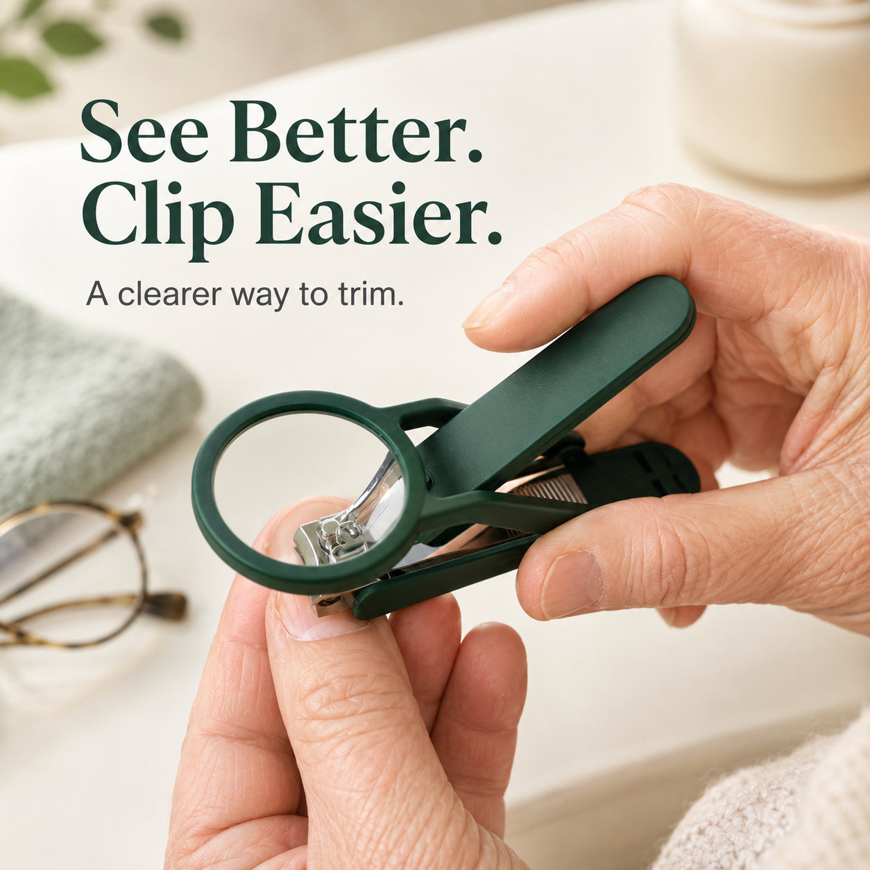 🔍Magnifying Precision Nail Clipper with Anti-Splash Guard & Easy Grip