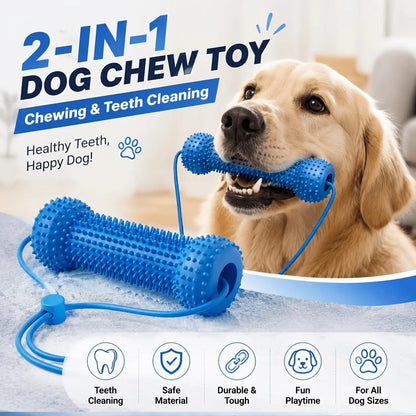 Adjustable neck strap dog tooth cleaning chew stick