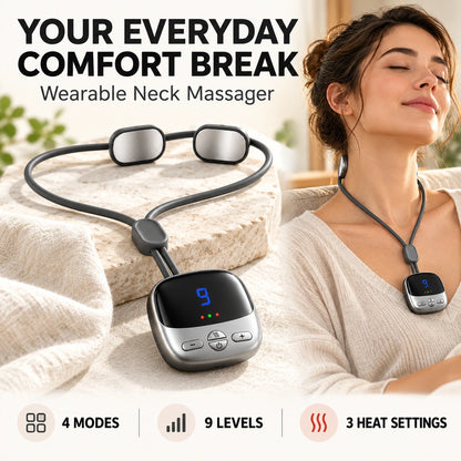 ✨ Wearable Pendant Neck Massager with Heat & Adjustable Pulse Settings